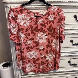 LOFT Pink Floral Women's Top - Size L